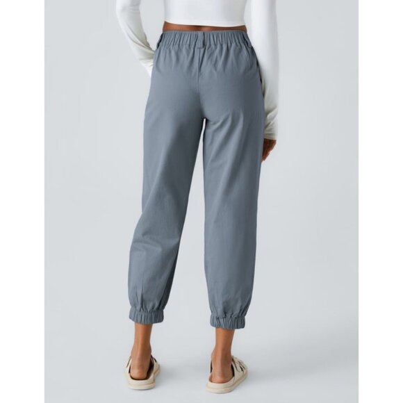 Halara Mid Rise Button Zipper Side Pocket Casual Cotton Joggers Sz Large Womens - Picture 2 of 13